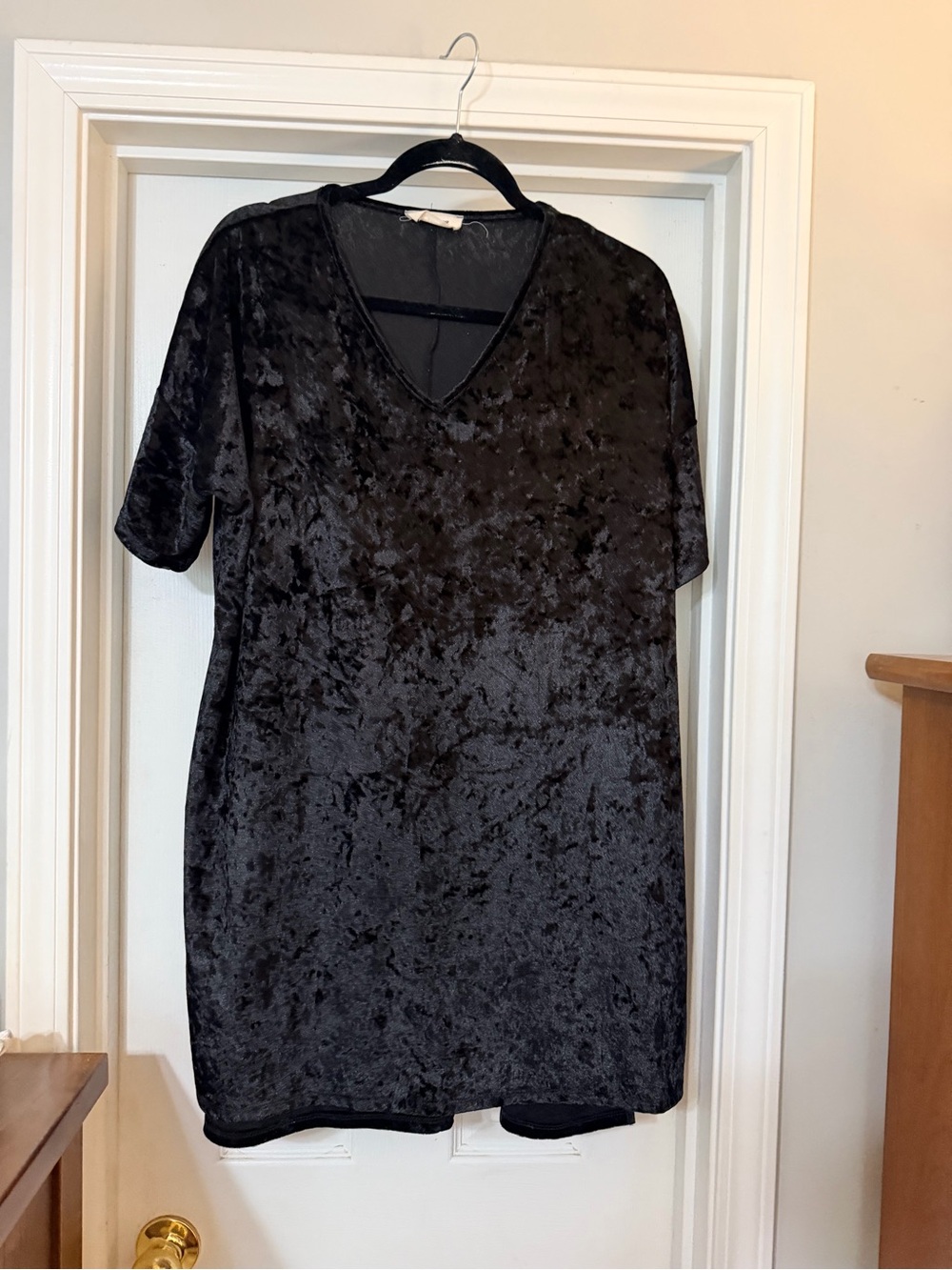 Peach Love California Black Velvet-Look Mini Dress